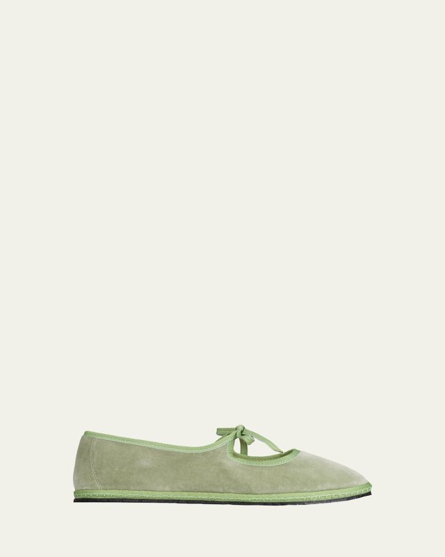 Brigitte Cotton Mary Jane Tie Flats